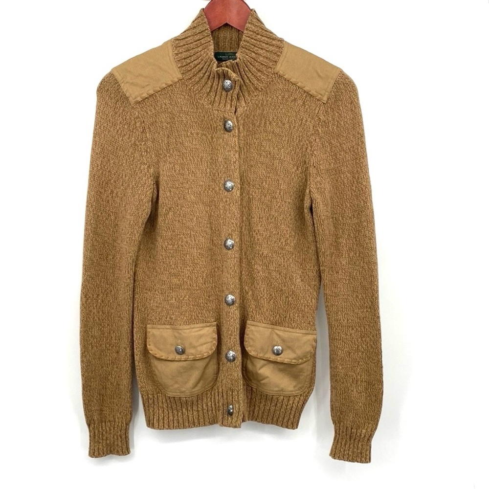 Lauren Ralph Lauren Cardigan Jacket Women’s‎ Medium Tan Button-Up Utility Cotton